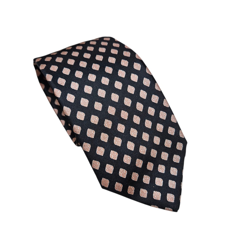 Giorgio Sant Angelo‎ Necktie Black with Bronze Geometric Squares All Silk